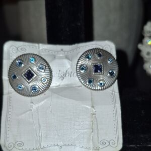 Brighton Silver Earrings with Blue Accents